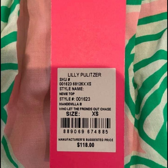 NWT Lilly Pulitzer Nevie Top in Mandevilla Baby Who Let the Fronds Out - Picture 3 of 3